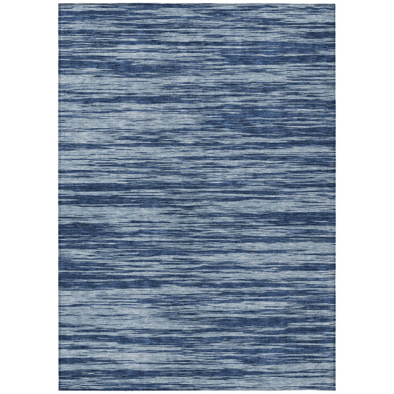 Tapis d'extérieur lavable abstrait bleu et bleu marine 5 pi x 8 pi