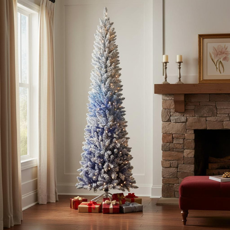 Sapin de Noël élancé 7 pi bleu et blanc 7 pi