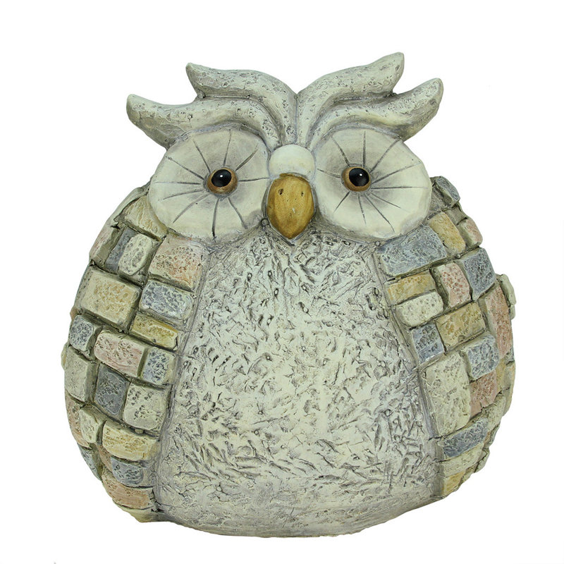 Statue de jardin 13 po hibou gris et brun