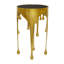 Cole and Grey Aluminum Metal Drip Abstract Gold Side End Accent Table with Melting-Designed Legs and Black Glass Top-1070204749