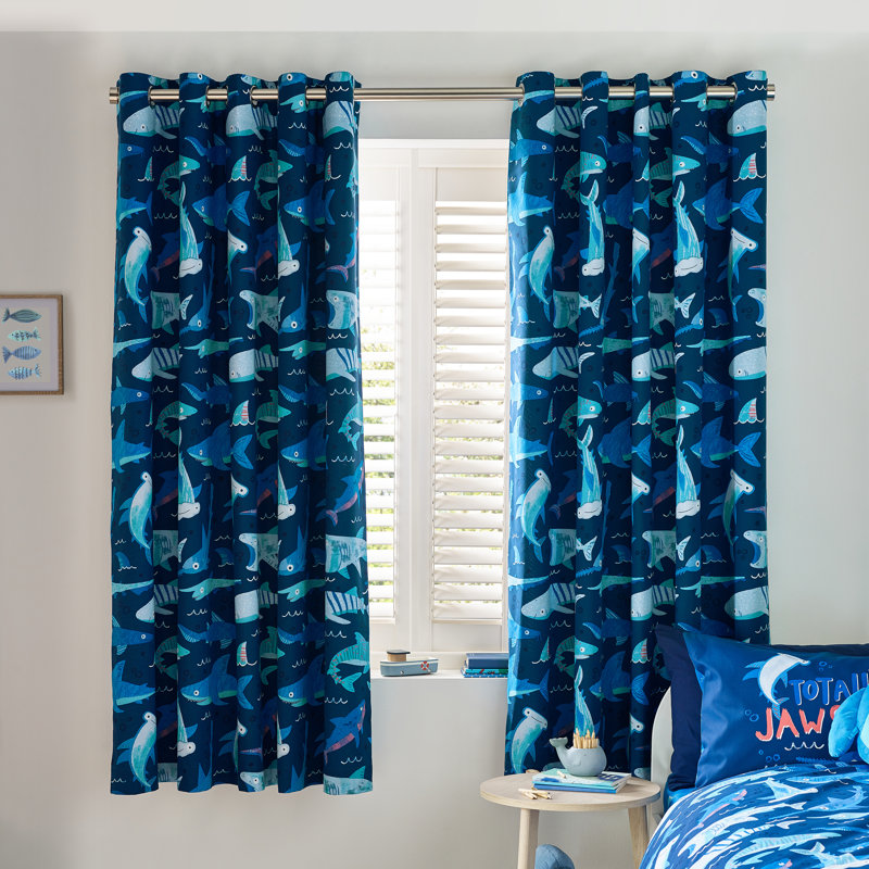 Jawsome Shark Fully Reversible Eyelet Curtain