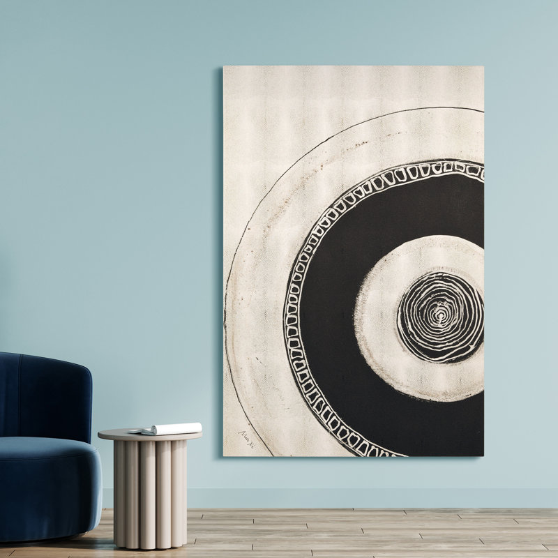 "Ecliptic Focus" Abstract Circle Rendered on Gold Shagreen Wrapped Canvas Wall Art