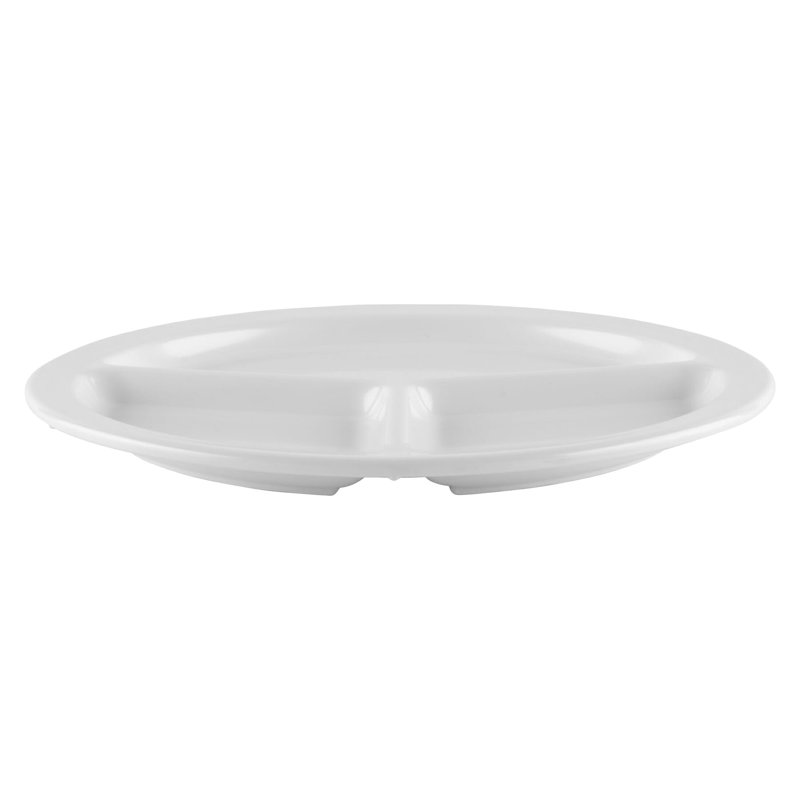 Assiettes divisées en mélamine à 3 compartiments, 10 po, (ensemble de 12), Blanc
