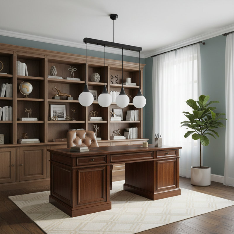 Seraphina 4-Light Linear Frosted Globe Pendant