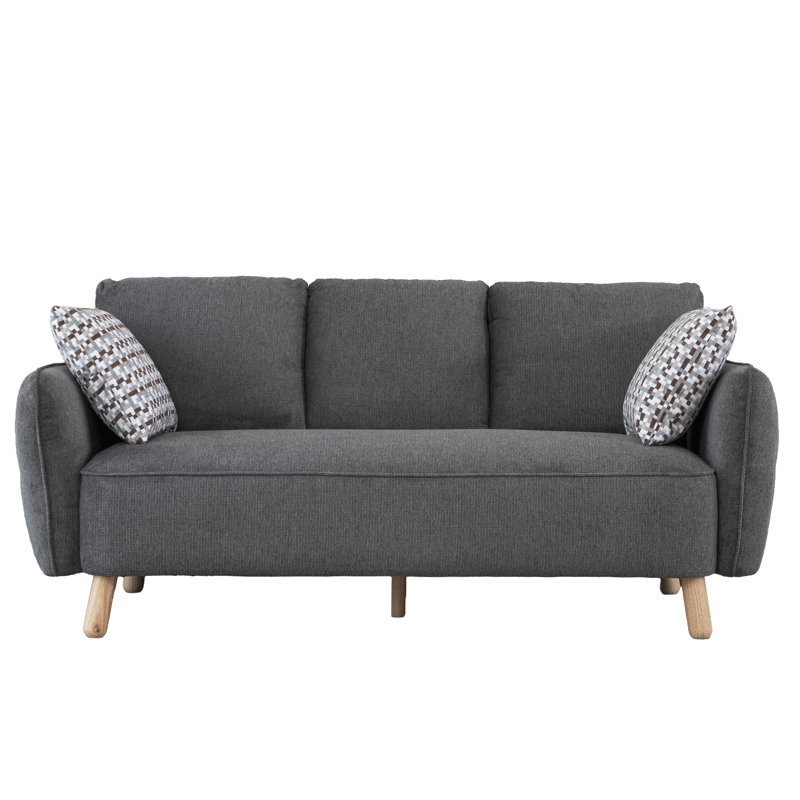 Standard Living Room Set, 3 Pieces: Sofa, 2 Chairs, Dark Grey