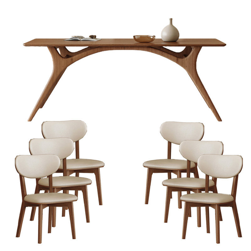 Morasco Solid Wood Top Four Leg Dining Set, 7