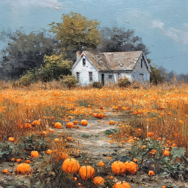 «Autumn Pumpkin Meadow», art mural sur toile tendue, H 30 po x l 30 po