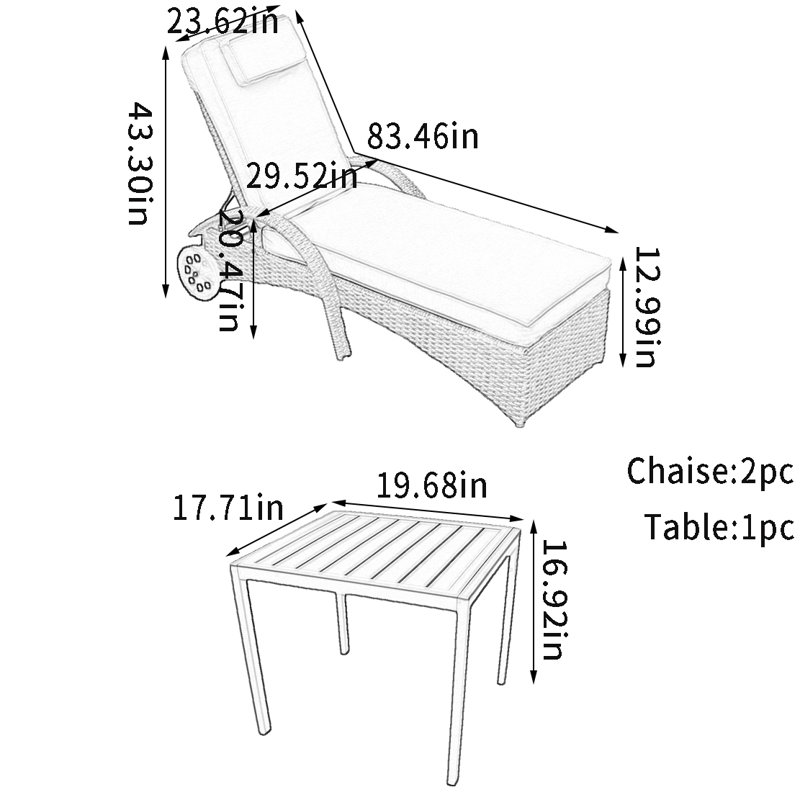 Chaise longue d'extérieur réglable en osier PE