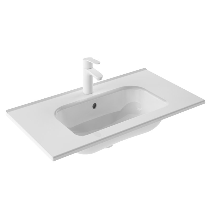 Ensemble de meuble-lavabo de salle de bain simple fixé au mur 32 po Miguel, Blanc, Chrome