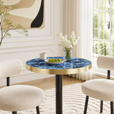 23.6-Inch Round Bistro Table with Stainless Steel Edge Banding