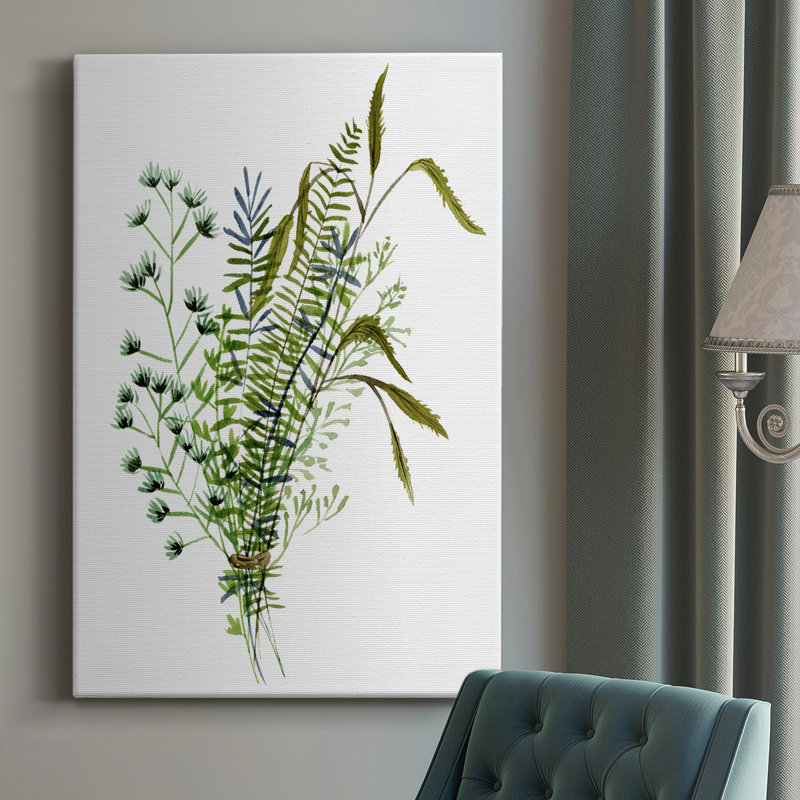 Bouquet vert - peinture sur toile tendue, H 18 po x l 12 po x P 1 po