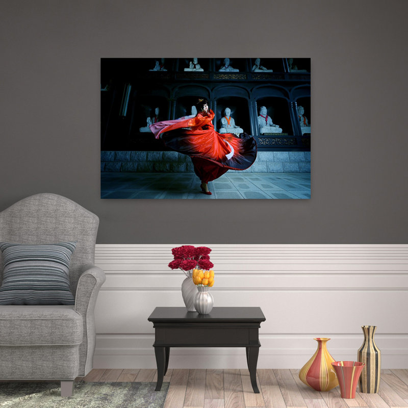 «Dramatic Temple Dance», art dramatique élégant et serein, H 32 po x l 48 po