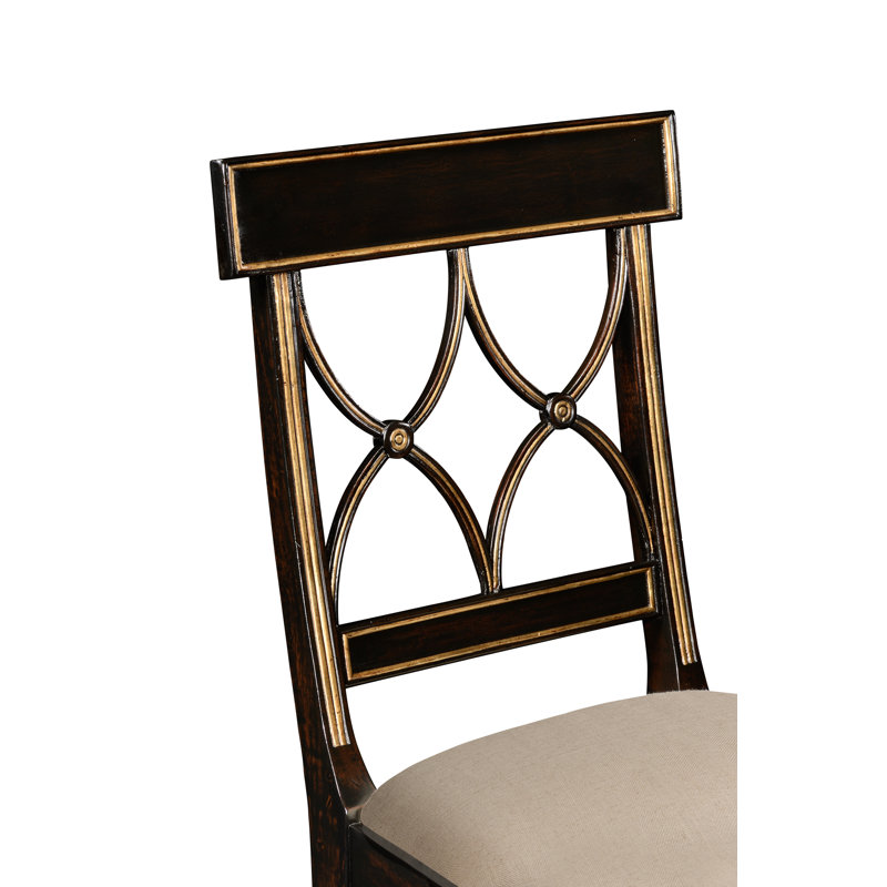 Upholstered Dining Chair, Tan, Ebonized