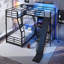 Lit superposé en L avec lit mezzanine, lit superposé triple en métal avec glissière et ports USB, conception peu encombrante et silencieuse