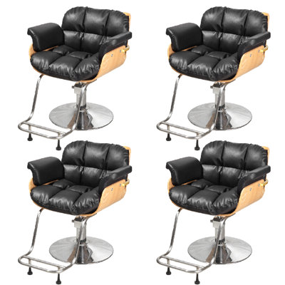 Salon Styling Chair, Hydraulic Barber Chair with Padded PVC Leather Seat & Wooden Back, Heavy Duty Chrome Base Beauty Salon Chair for Hair Stylist, Spa, Tattoo Shop & Reception Waiting Room