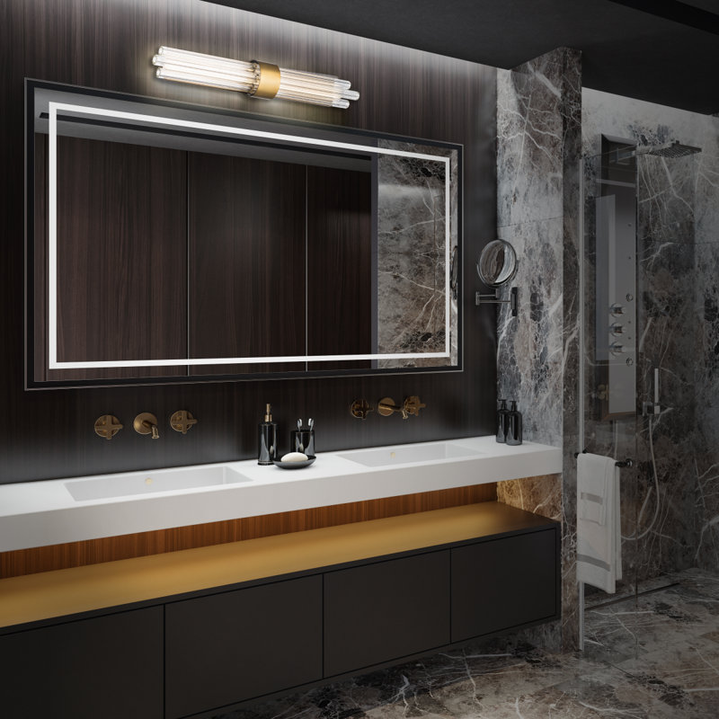 Luzerne 2 - Light Dimmable LED Aged Brass Vanity Light, 28" Height, Aged Brass