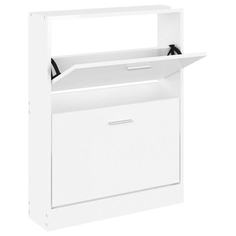 6 Pair Shoe Storage Cabinet, Glossy White