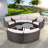 9-pieces Outdoor Half-moon Wicker Conversation Sets With 1 Nesting Coffee Table And Tempered Glass Top