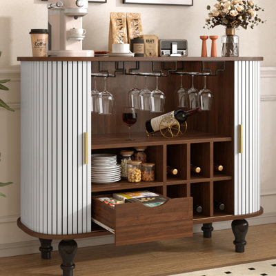 Buffet de bar 39 po avec porte-verres et porte-bouteilles 39 po Modern