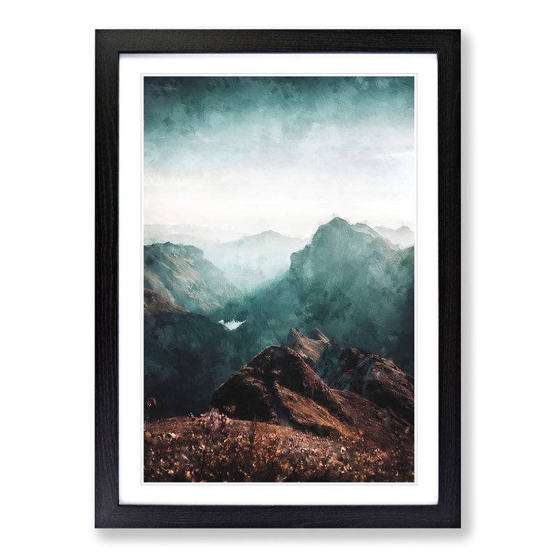 Mountains in Weissbad Switzerland - Picture Frame Painting Print, Black Framed, 33cm H x 24cm W x 2cm D