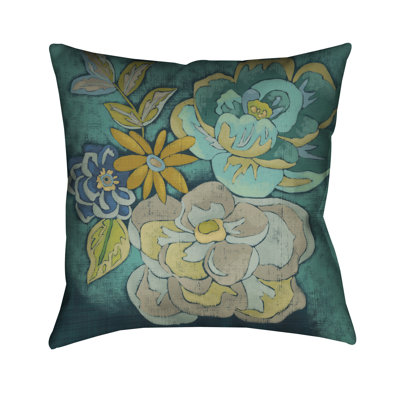 Coussin décoratif intérieur / extérieur Teal Bouquet I Teal Bouquet
