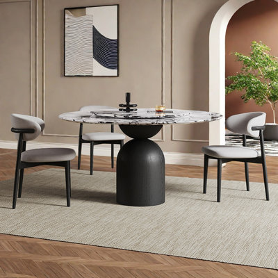 Retro Faux Marble Round Dining Table