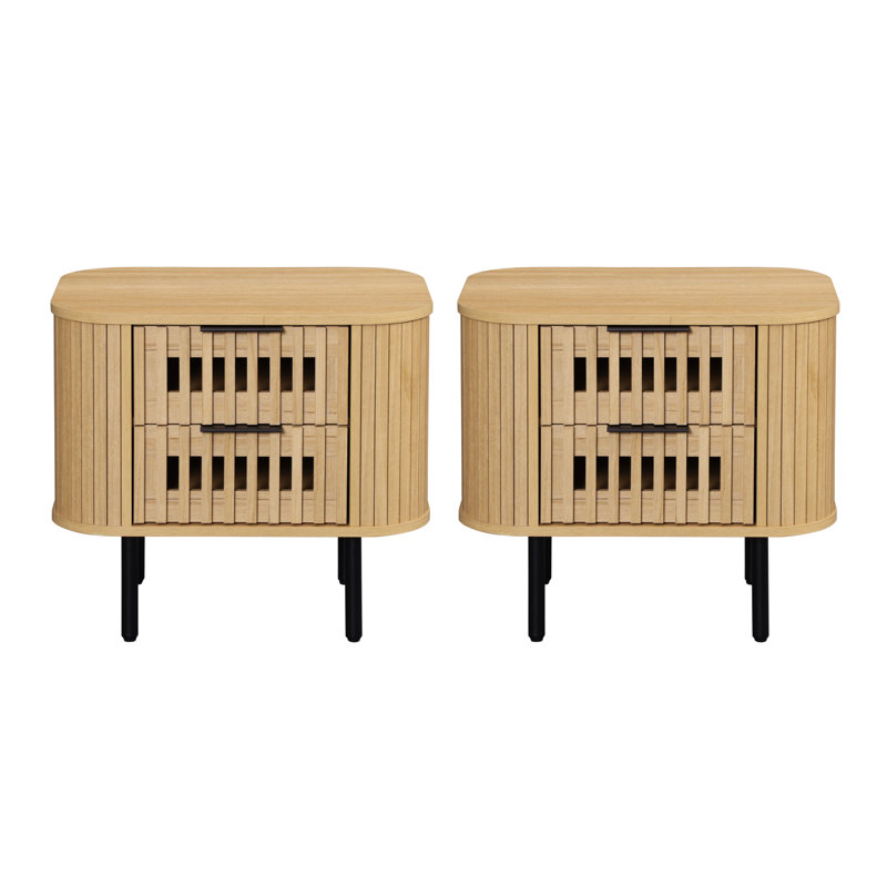 Tables de bout cannelées 22,5 po, Bois de chêne