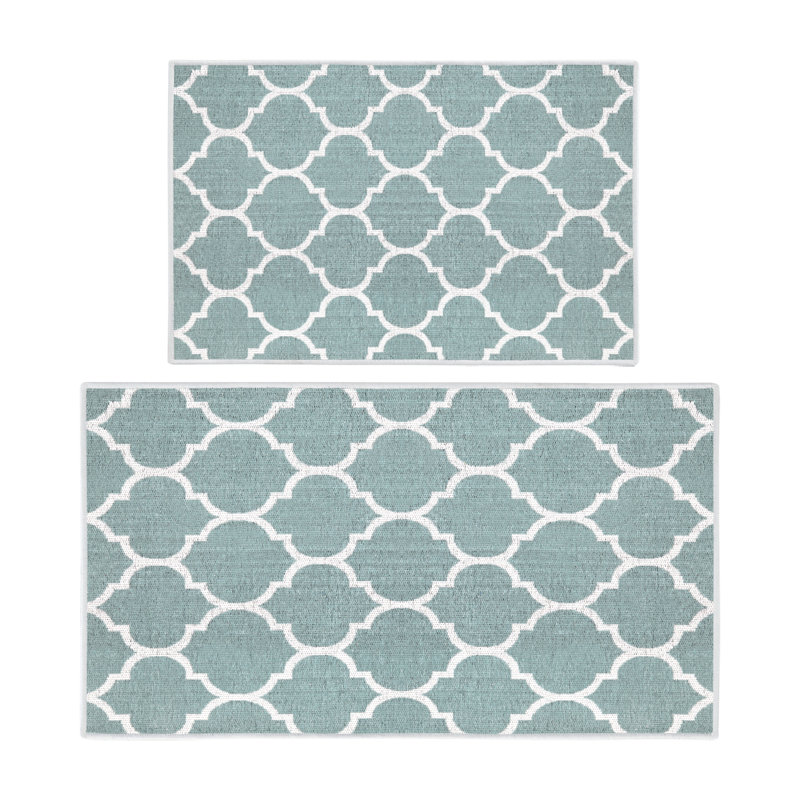 Tapis de cuisine 2 pièces Devkran, Sarcelle clair