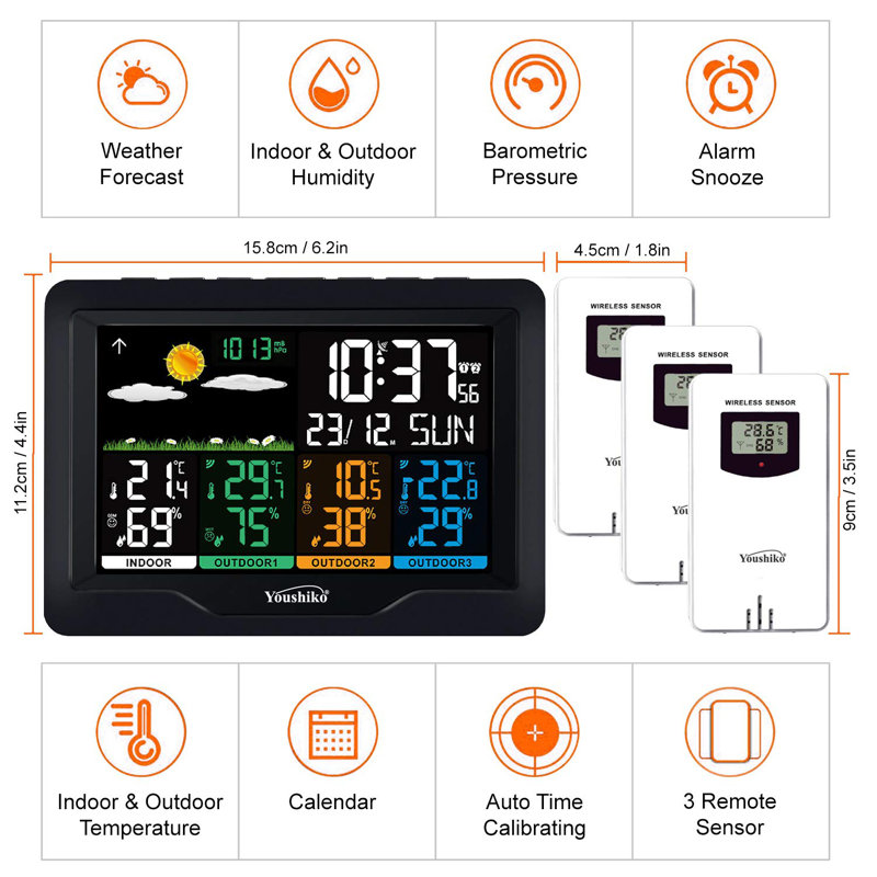 11.2cm Solar Powered Wireless Outdoor Weather Station