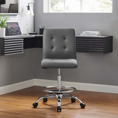 Modway Prim Armless Vegan Leather Drafting Chair