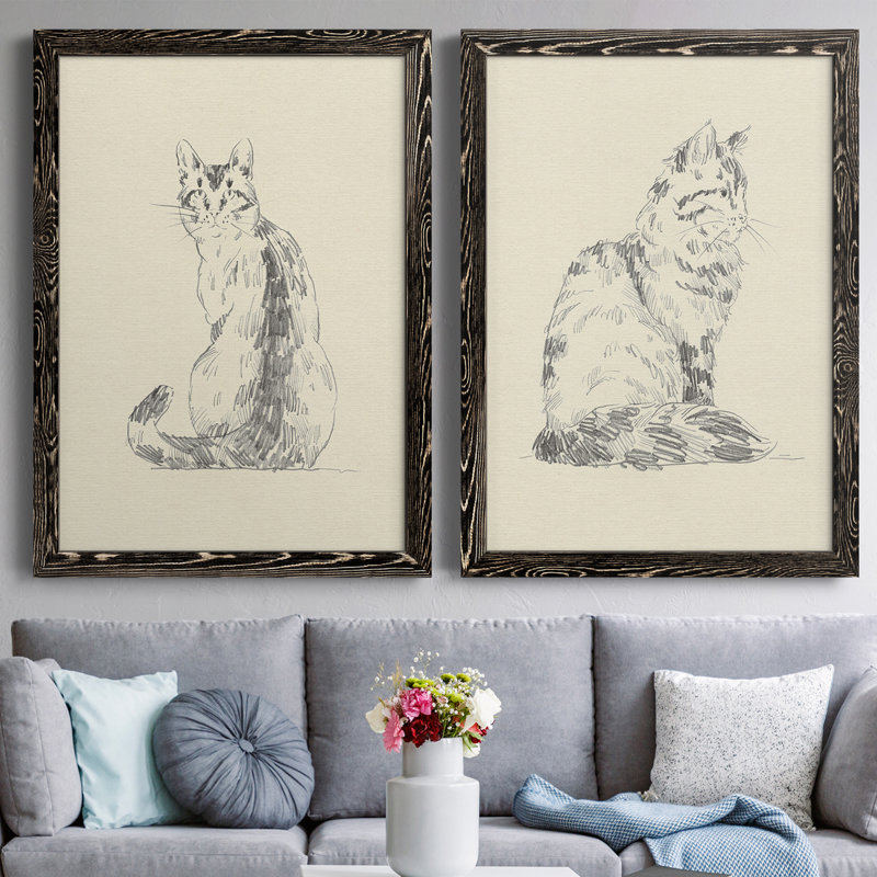 Toile encadrée de qualité supérieure House Cat V - prête à être accrochée, Toile avec cadre noir