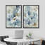 «Blue Ginkgo Leaves Minimalist Abstract Botanical Modern», ensemble de 2 reproductions d'art sur toile encadrées-603197477-603197498