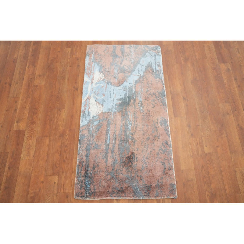 Élégant tapis abstrait aux tons terreux 2 x 4 avec un design apaisant