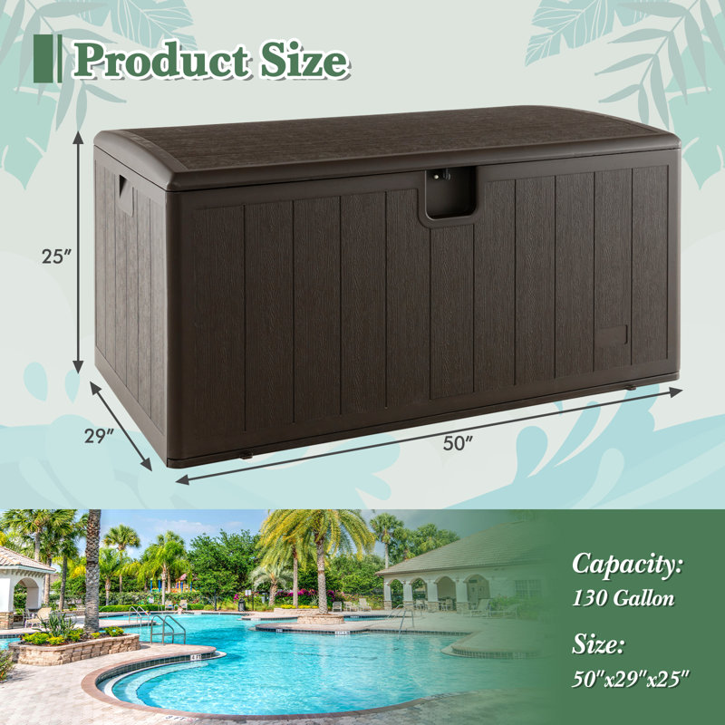 Coffre de terrasse verrouillable 130 gallons Topbuy