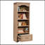 Bibliothèque moderne avec tiroir, tablettes spacieuses et finition brune élégante pour le rangement et la présentation.