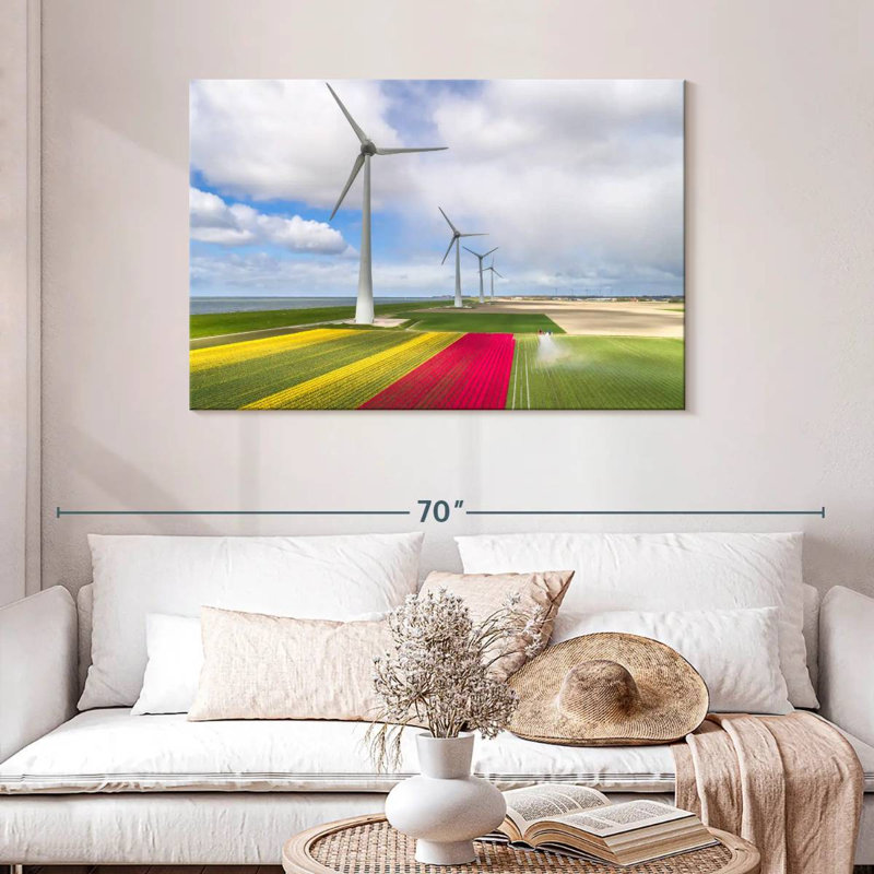 Lilie Wind Turbines And Tulip Fields, 30" H x 45" W