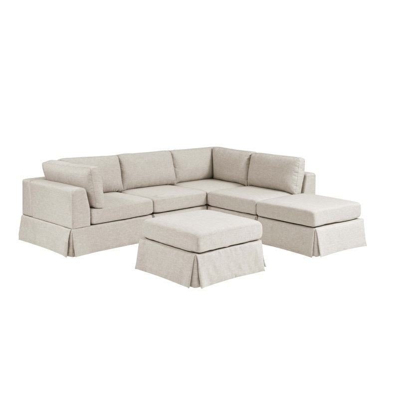 Canapé modulaire en tissu 6 pièces, Polyester beige