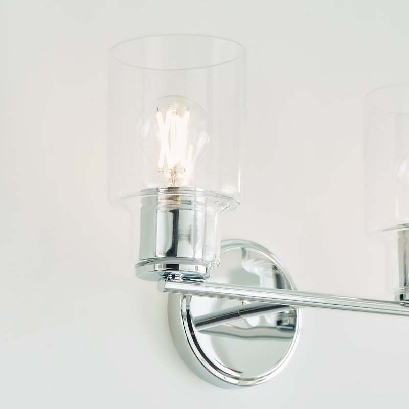 Sayward Chrome 2-Light Vanity Wall Sconce with Clear Glass Shades