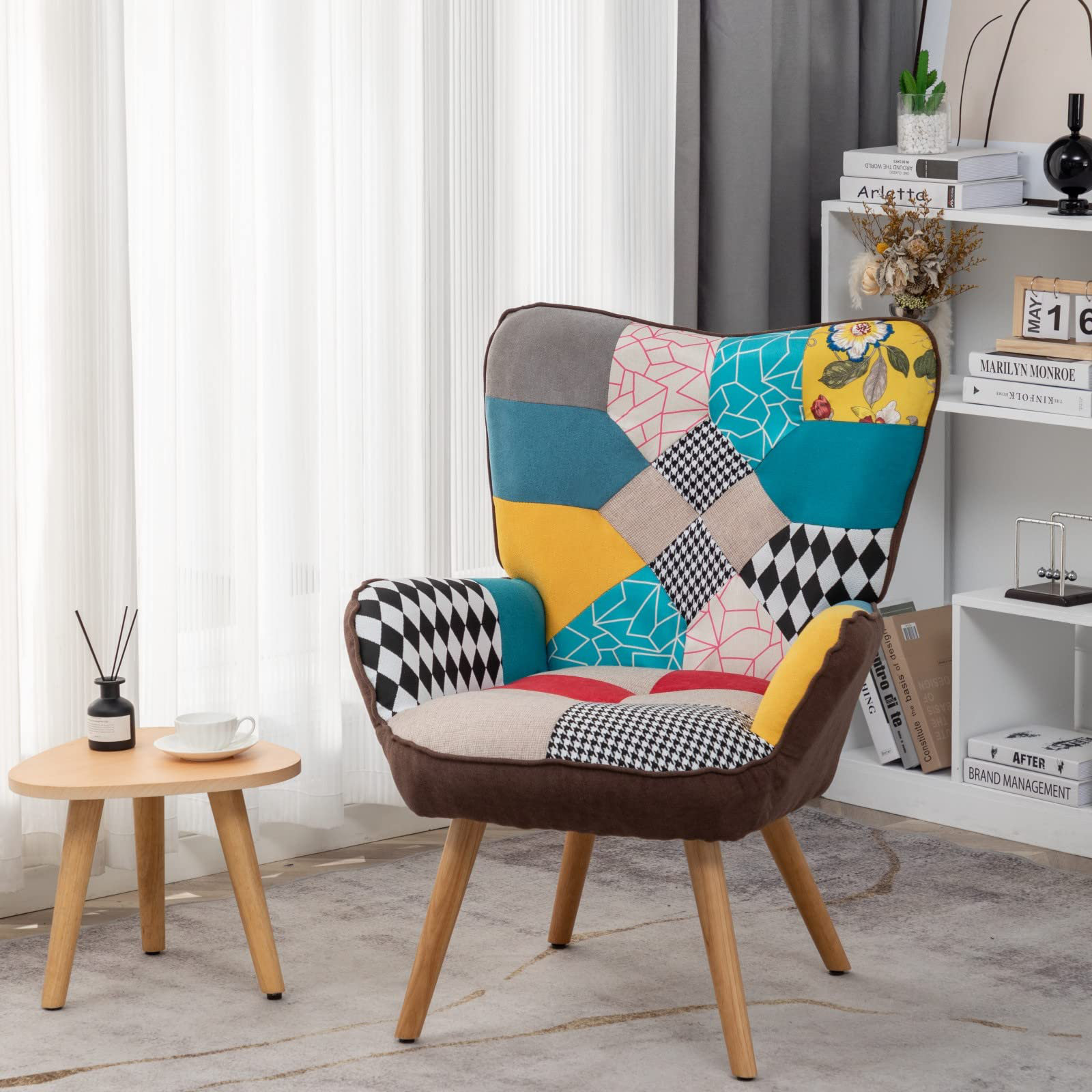 roterend Verwisselbaar Sluipmoordenaar George Oliver Ellenberger 30" Patchwork Wingback Accent Chair with Colorful  Fabric | Wayfair