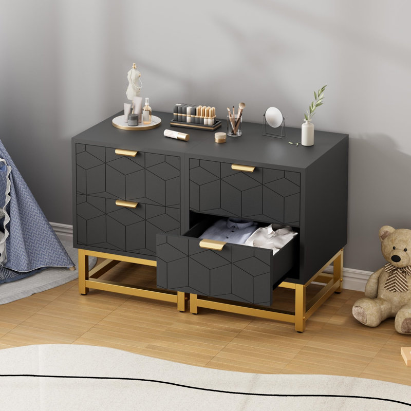 39.9 cm W Chest of 2 Drawers, Black