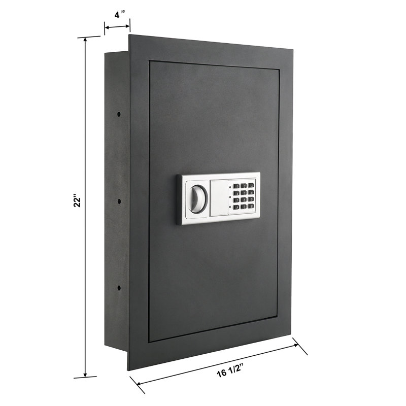 Dark Gray Steel Electronic Lock In-Wall Safe with LED Keypad