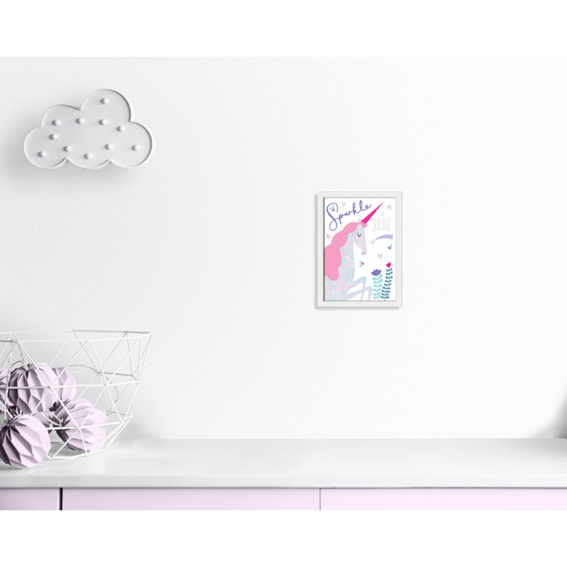 «Sparkle Unicorn», art encadré, H 10 po x l 8 po x P 1,18 po, Cadre blanc