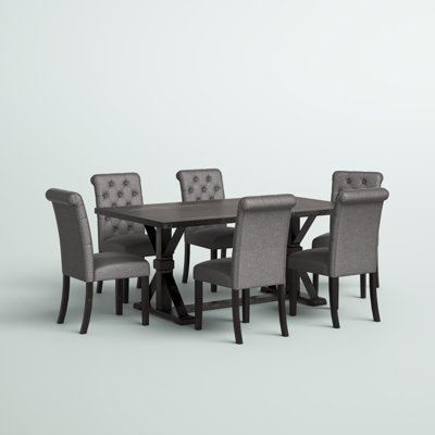 Ensemble de salle à manger à tréteaux pour 6 personnes avec chaises rembourrées Julian