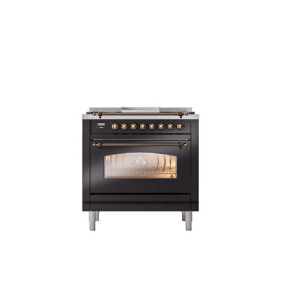 ILVE Nostalgie II Series 36 inch Dual Fuel Range with 6 Burners, Griddle (Glass Door)