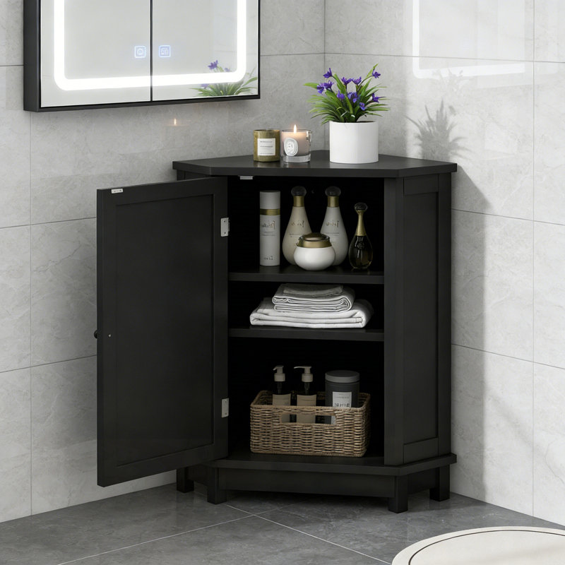 Meuble de coin avec tablette ajustable, Noir