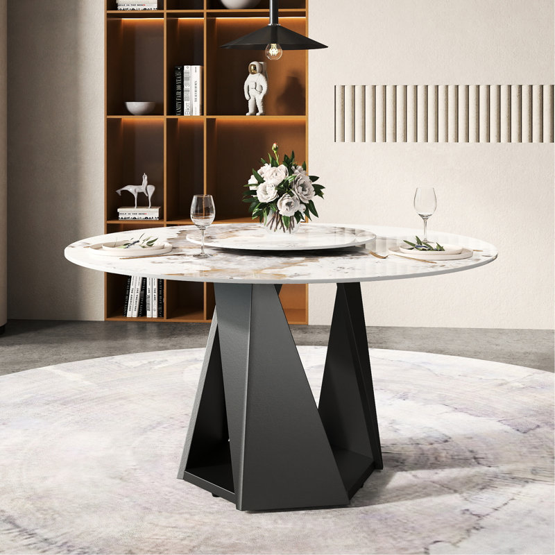 Table de salle à manger Sintered Stone, H 52,55 po x L 51,99 po x l 29,15 po, Noir