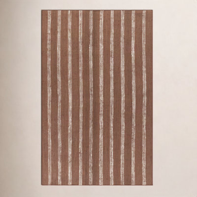 Aadison Rust Hand-Woven Striped Jute Rug