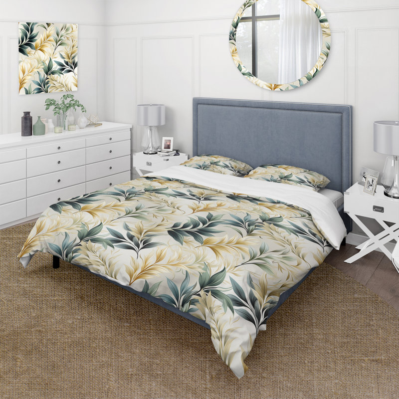 Literie Serene Ferns I, Housse de couette simple + 1 taie décorative stan