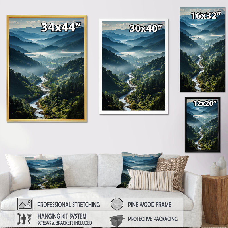 États-Unis, Great Smoky Mountains & Rivers - États-Unis, art mural encadré, H 32 po x l 24 po, Toile tendue, Sans cadre