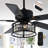 52in. Modern Crystal Ceiling Fan with Remote, Black 6-speed DC Motor Reversible Caged Ceiling Fan for Bedroom